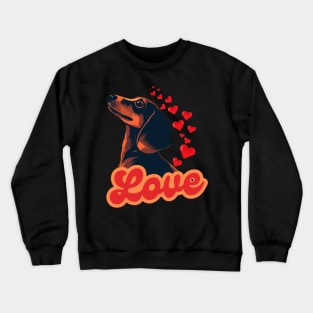 Red Hearts Love Dachshund Dog Valentine Crewneck Sweatshirt